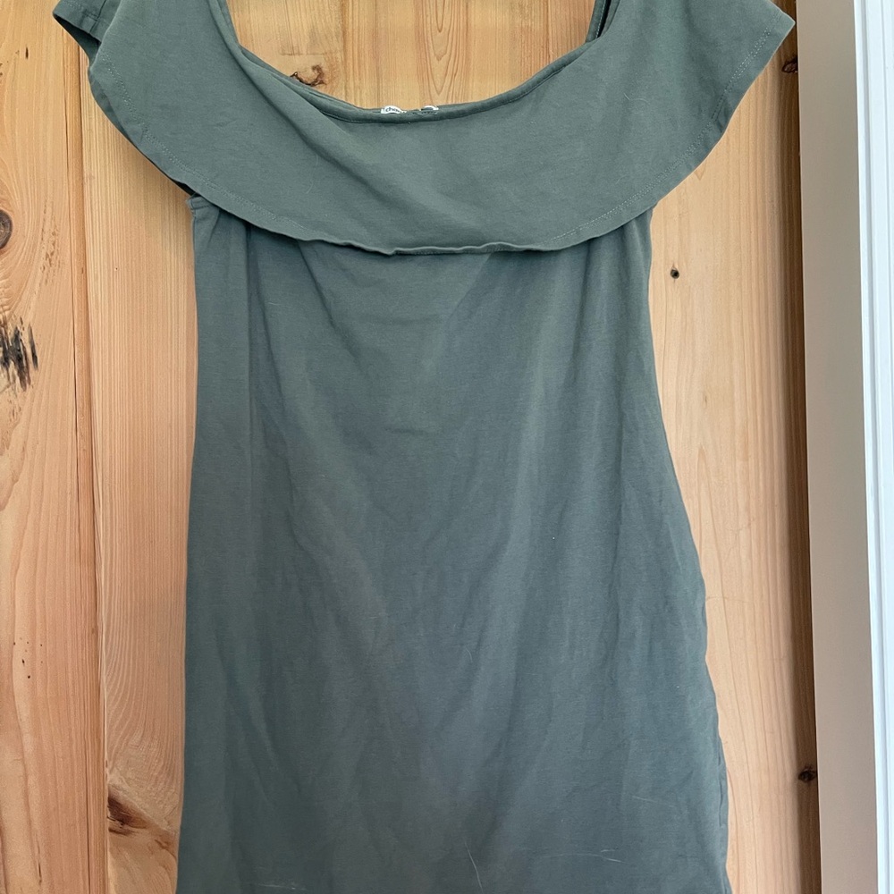 Charlotte Russe Green Off-Shoulder Sailor Collar Mini Dress